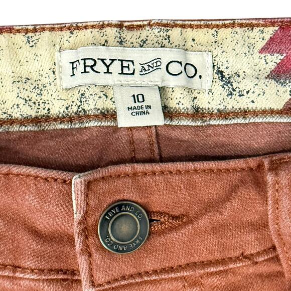 Frye and Co Harper Mid Rise Crop Flare Burnt Orange Button Fly Jeans size 10 - Picture 3 of 11